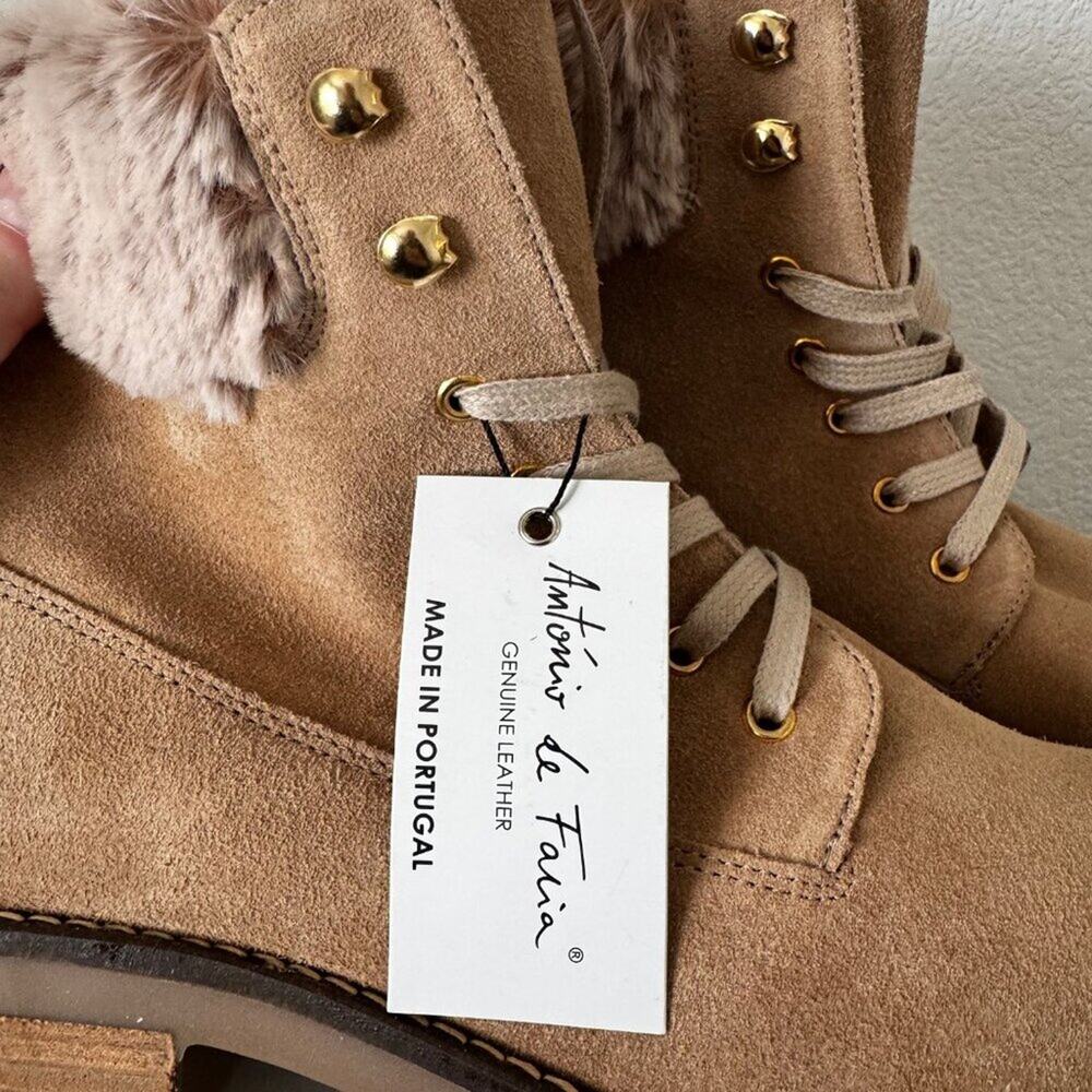 Antonio La Faria | NIB Leather Ankle Lace-up Boots with Side Zip size 9.5 - Picture 10 of 11